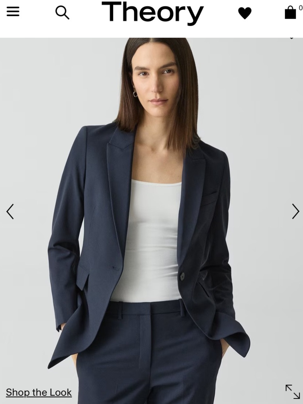 Theory 96% Merino Wool Etiennette Blazer with Feminine Silhouette Blue Size 8